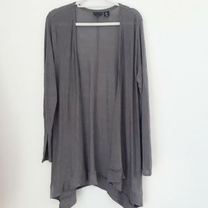 Tahari Open Front Long Linen Cardigan XL